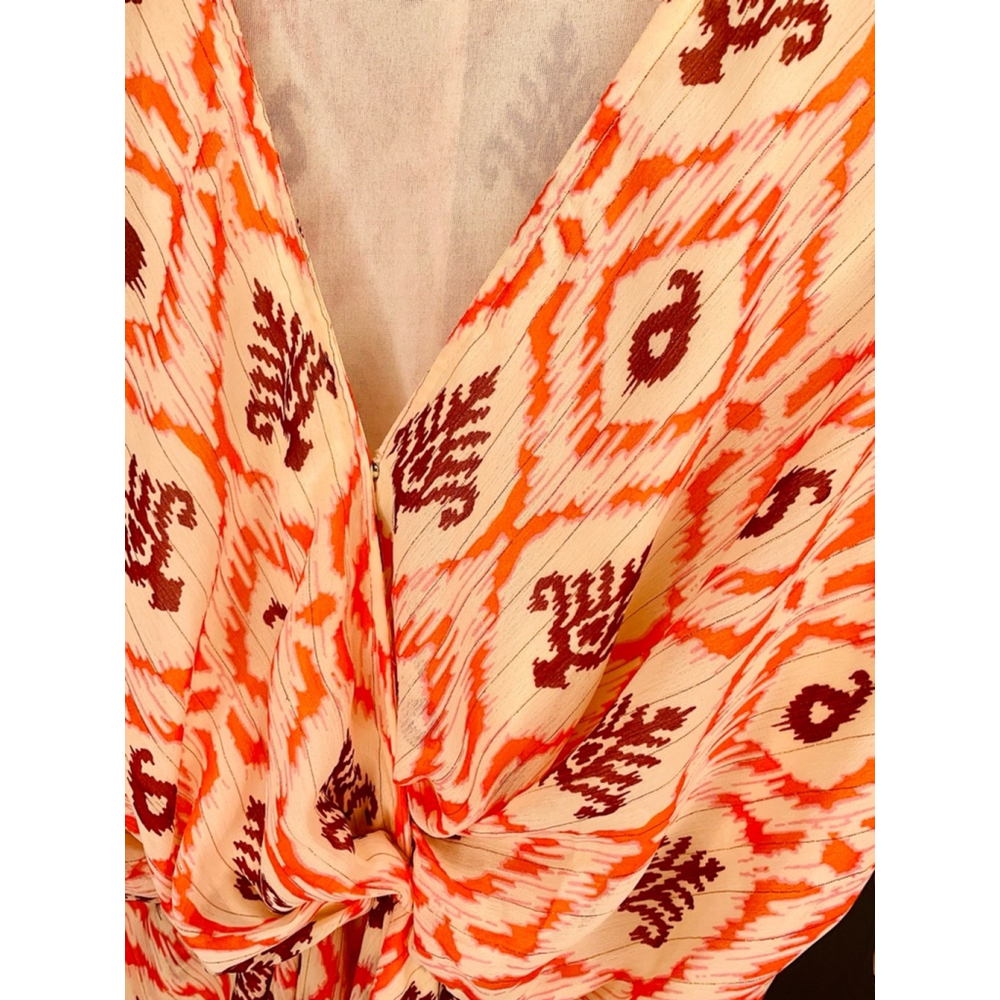 Women's Kilky Paris Dress Size S/M Orange Patterned - Picture 3 of 4